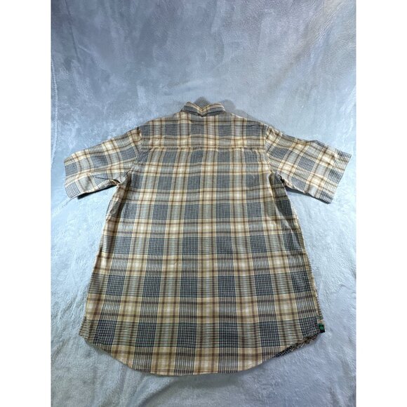 Ecko Unlimited mens Large Plaid Button-Up Short Sleeve tan multi color - Picture 9 of 16